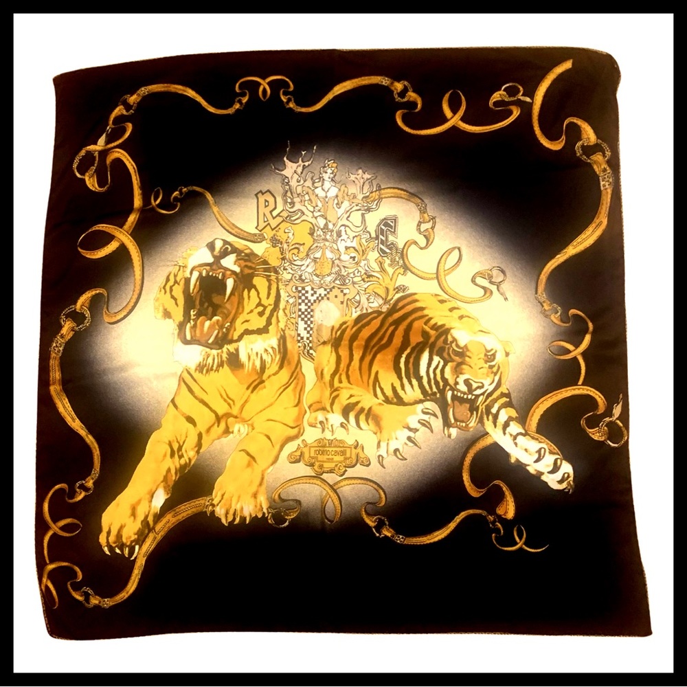 ROBERTO CAVALLI silk scarf 34"square  VINTAGE PIECE!!! Excellent condition!NWOT